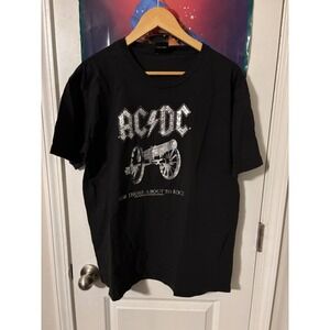 ACDC For Those About To Rock Mens Black Graphic T Shirt Authentic Rockware